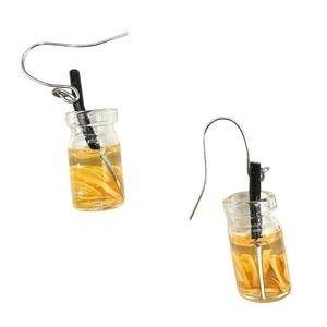Lemonade Drink Charm Earrings Boho Statement Unique Y2K Yellow Orange Clear